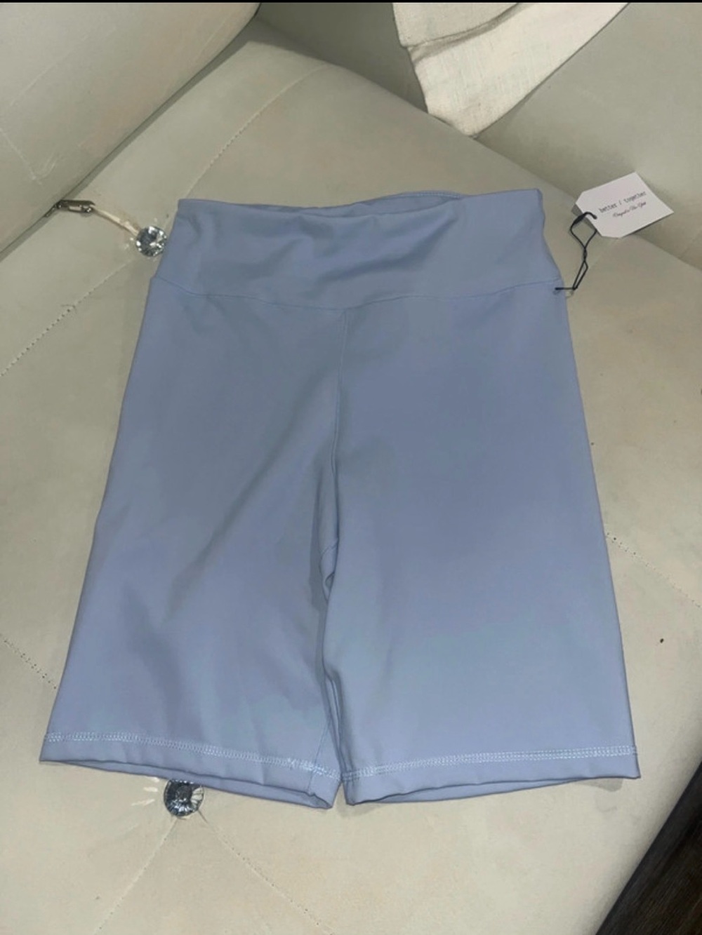 High-Waist Lavender Bike Shorts with Wide Waistband